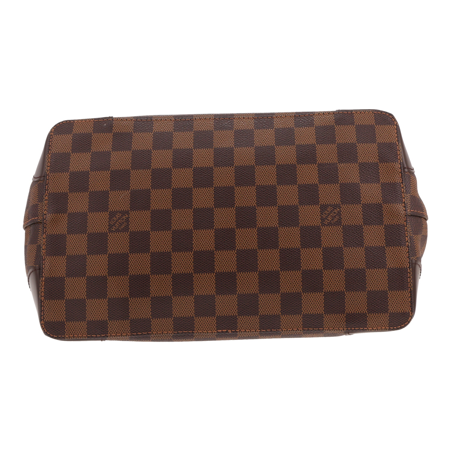 Bolso Louis Vuitton Hampstead de lona Damier Ébène y piel marrón - Detail D1