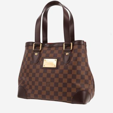 Sac à main Louis Vuitton  Hampstead en toile damier ébène et cuir marron