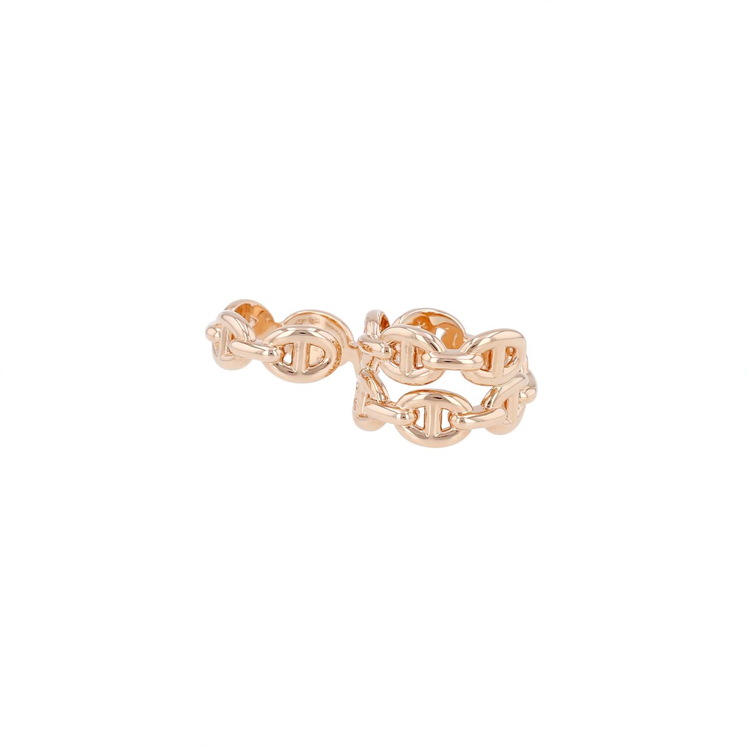 Bague Chaîne d&rsquo;Ancre Hermès or rose double occasion