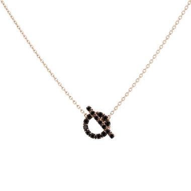 Collier Hermès Finesse en or rose et spinelles noirs