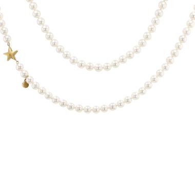 Tasaki long necklace in 22-carat yellow gold and cultured pearls