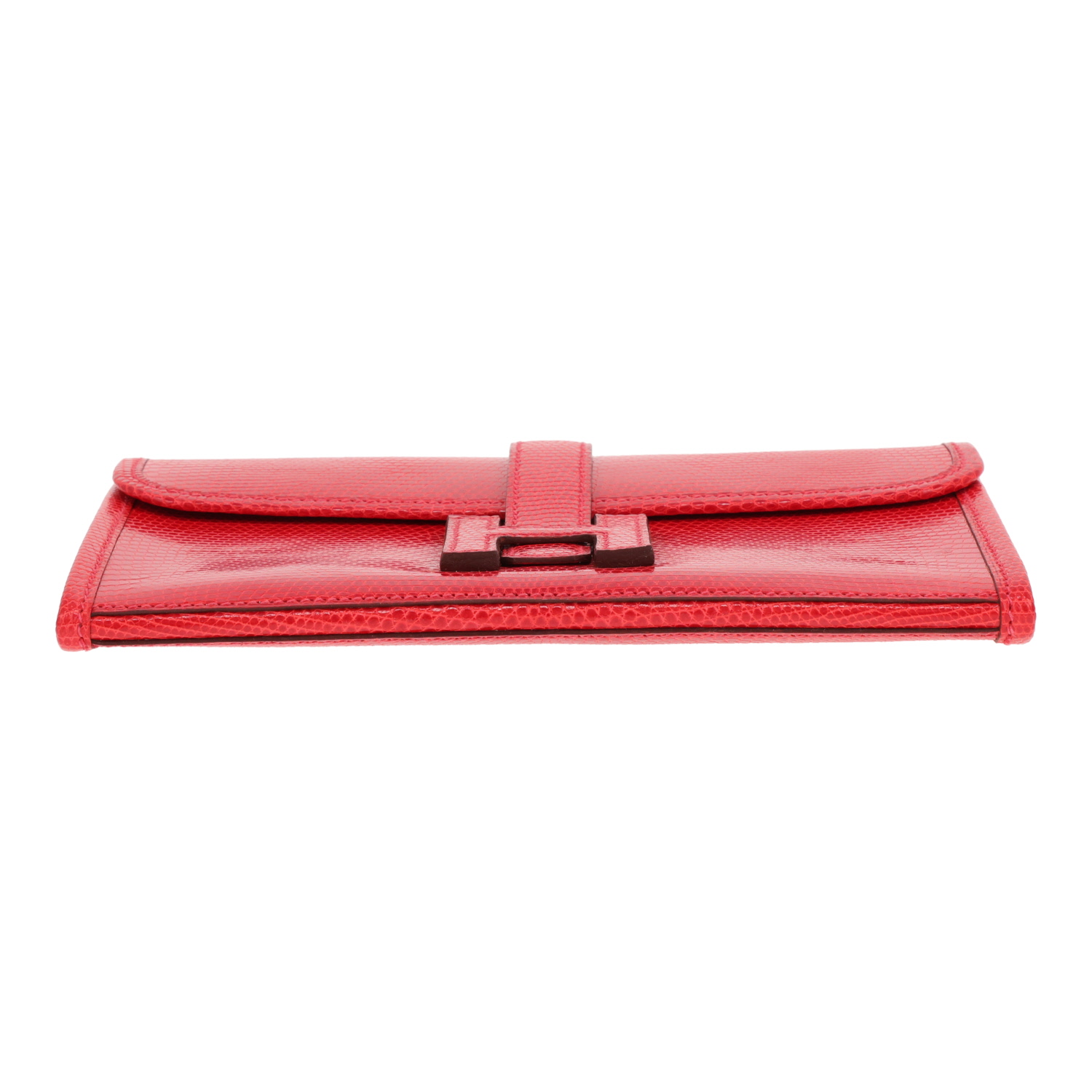 Borsa Hermès Jige in pelle di lucertola rossa - Detail D1