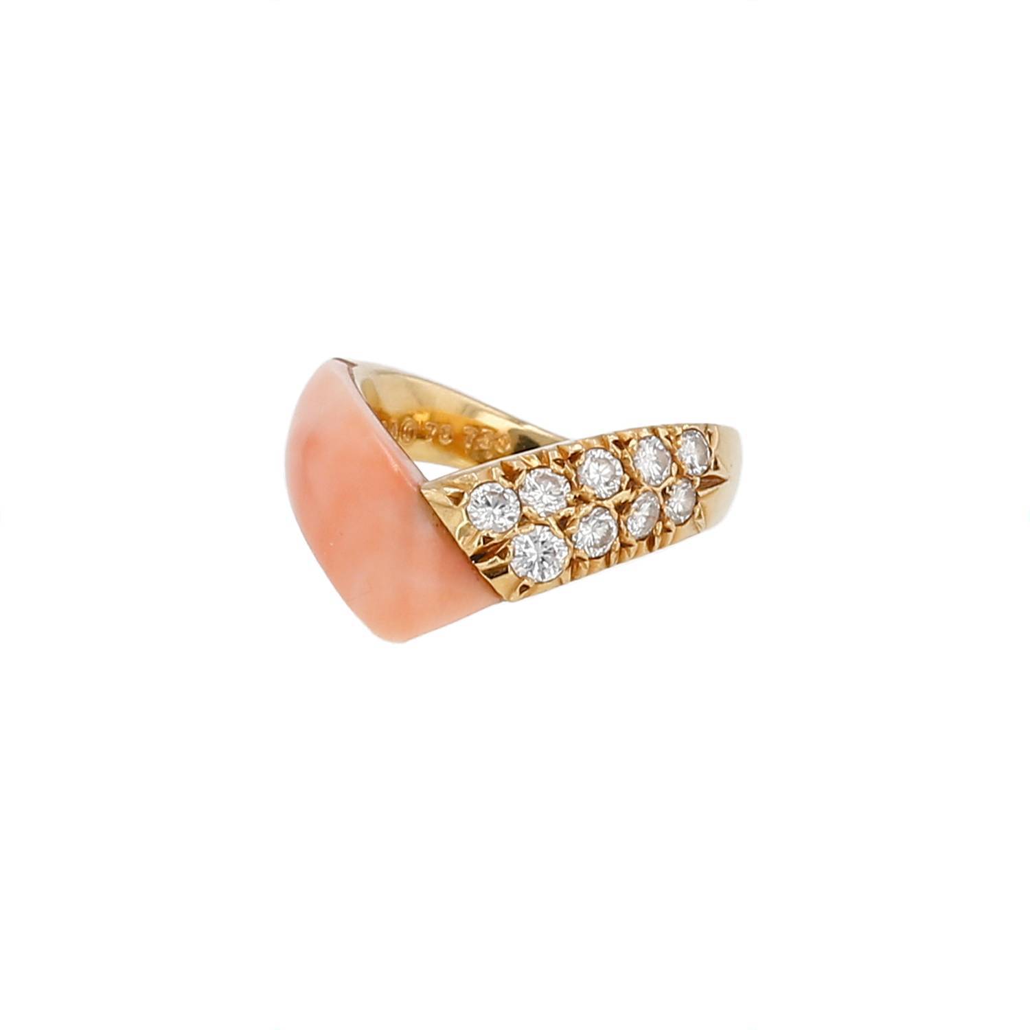 Bague Van Cleef & Arpels 1970 corail diamants occasion