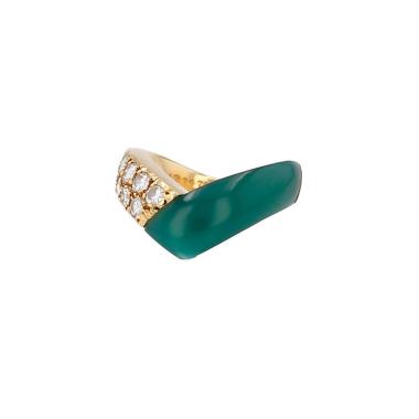 Anillo de los años 1970 de Van Cleef & Arpels en oro amarillo, crisoprasa y diamantes
