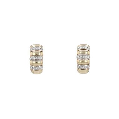 A pair of vintage hoop earrings in yellow gold, white gold and diamonds
