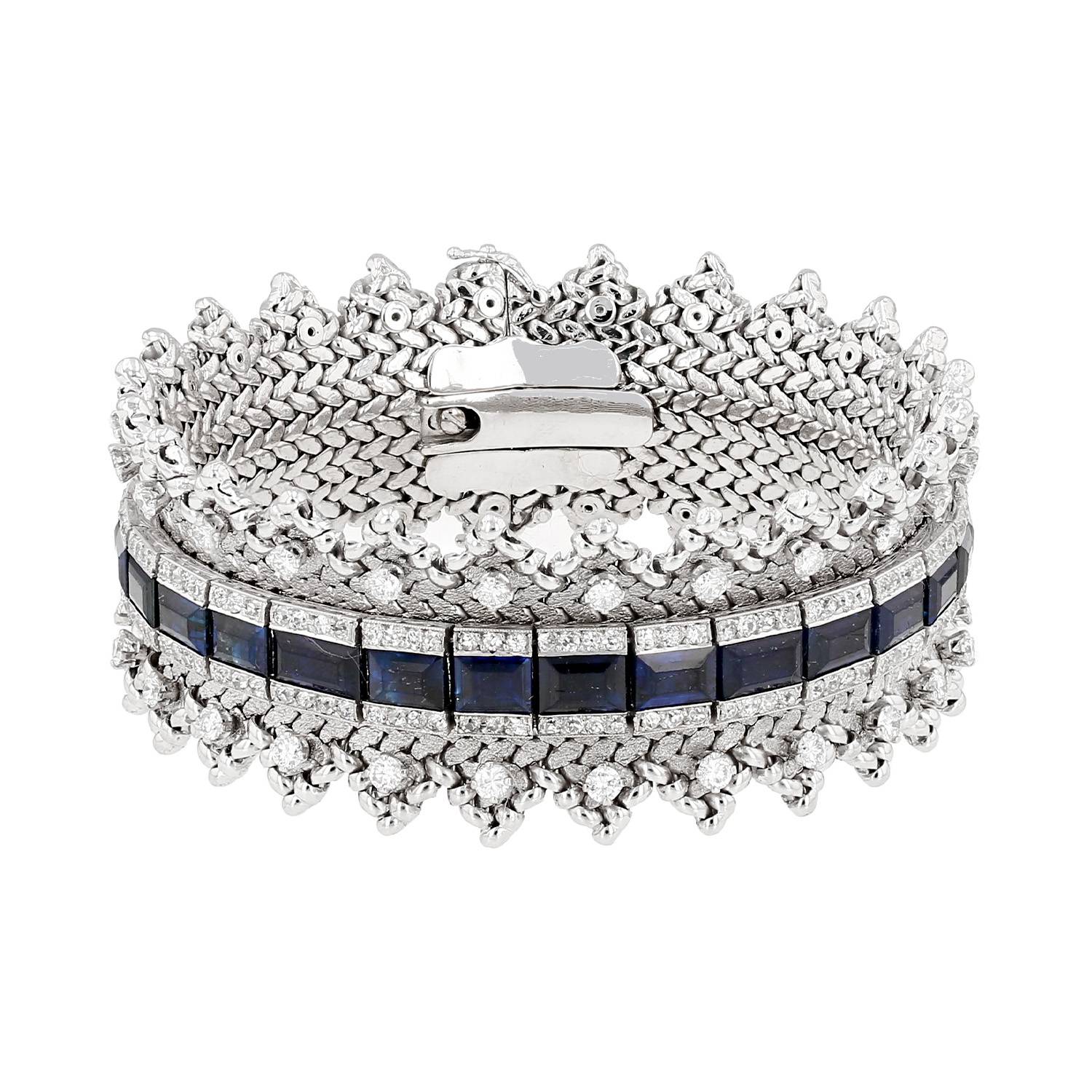 Bracelet années 1960 Vintage en platine, saphirs et diamants