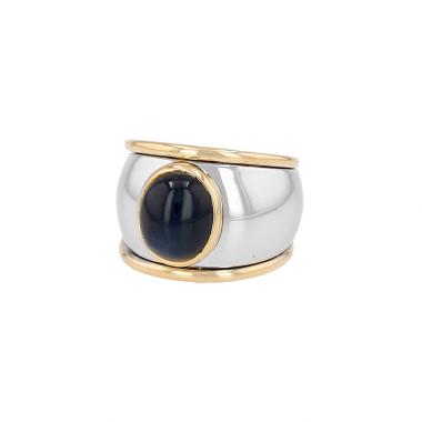 Vintage ring in yellow gold, white gold and sapphire