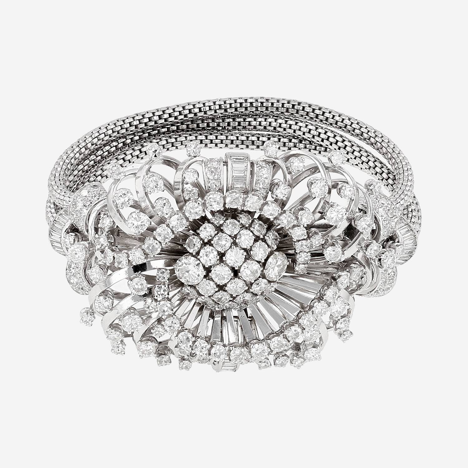 Bracelet à transformation Vintage en or blanc et diamants