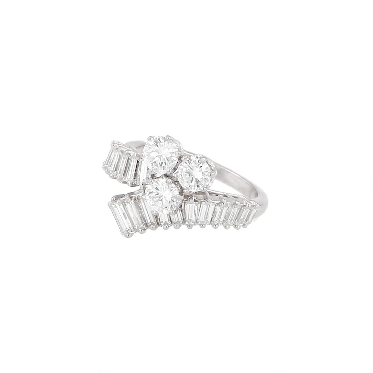 Bague Vintage Platine Diamants Années 1960 Occasion Bague Vintage Platine Diamants Années 1960 Occasion