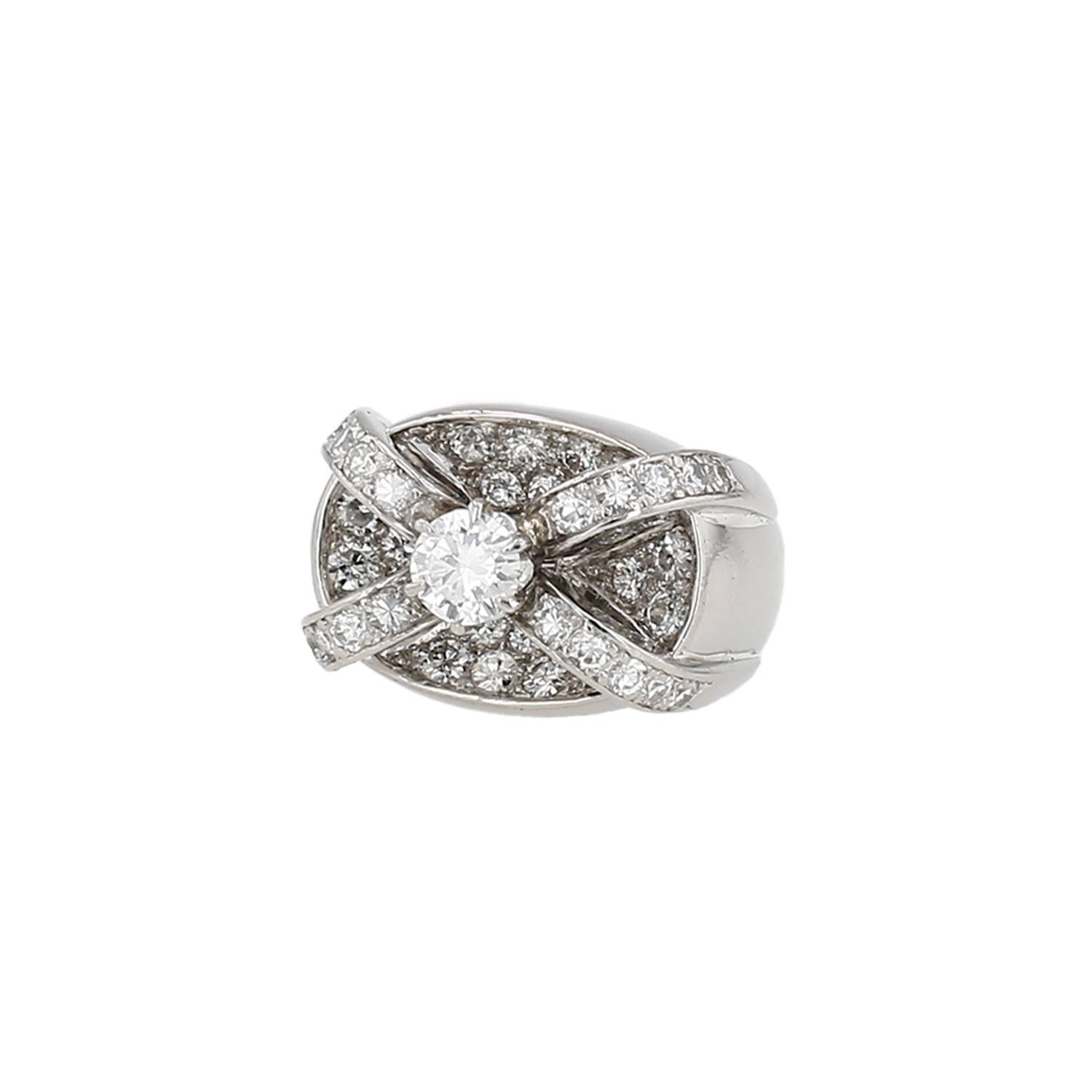 Bague Chevalière Vintage Platine Diamants Occasion Bague Chevalière Vintage Platine Diamants Occasion