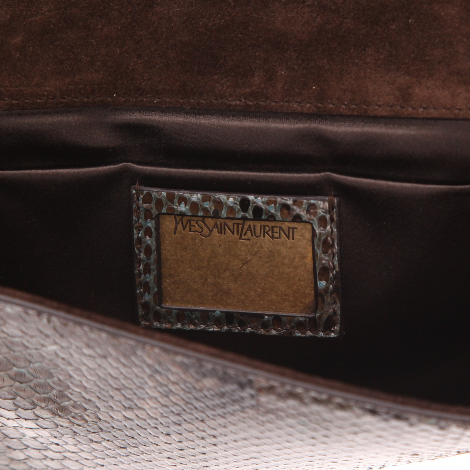 Saint Laurent Chyc clutch in green and brown python - Detail D2