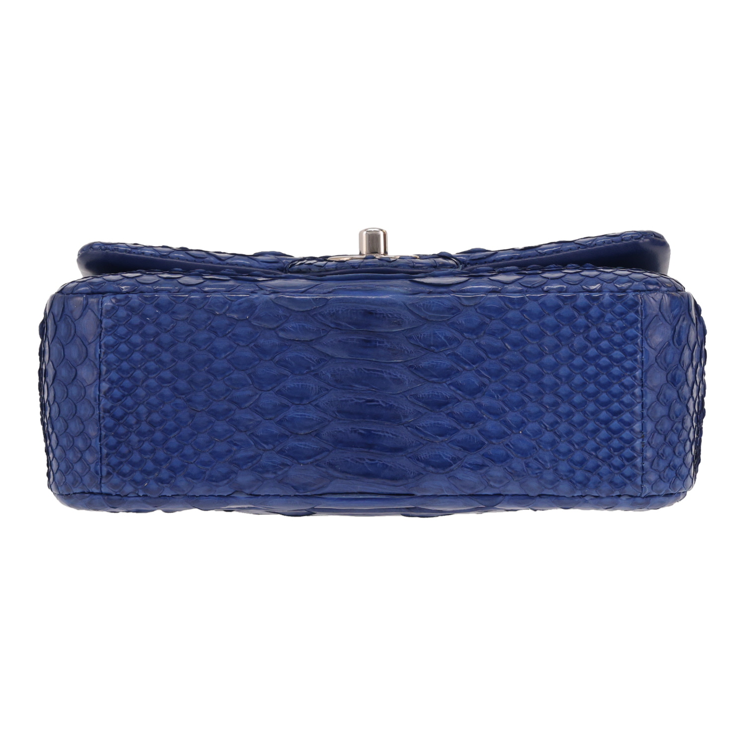 Borsa a tracolla Chanel Timeless Mini in pitone blu - Detail D1
