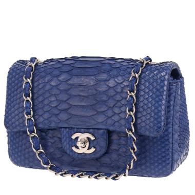 Borsa a tracolla Chanel Timeless Mini in pitone blu