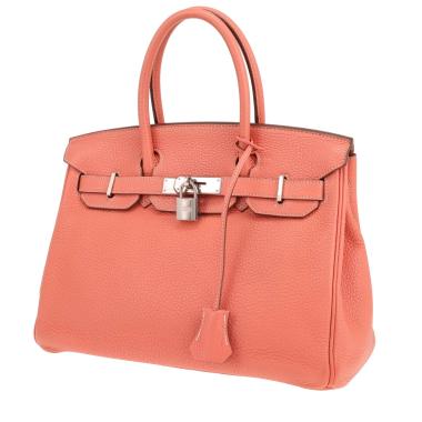 Bolso Hermès Birkin de 30 cm, de piel de ternero «Clémence» en color rosa crevette