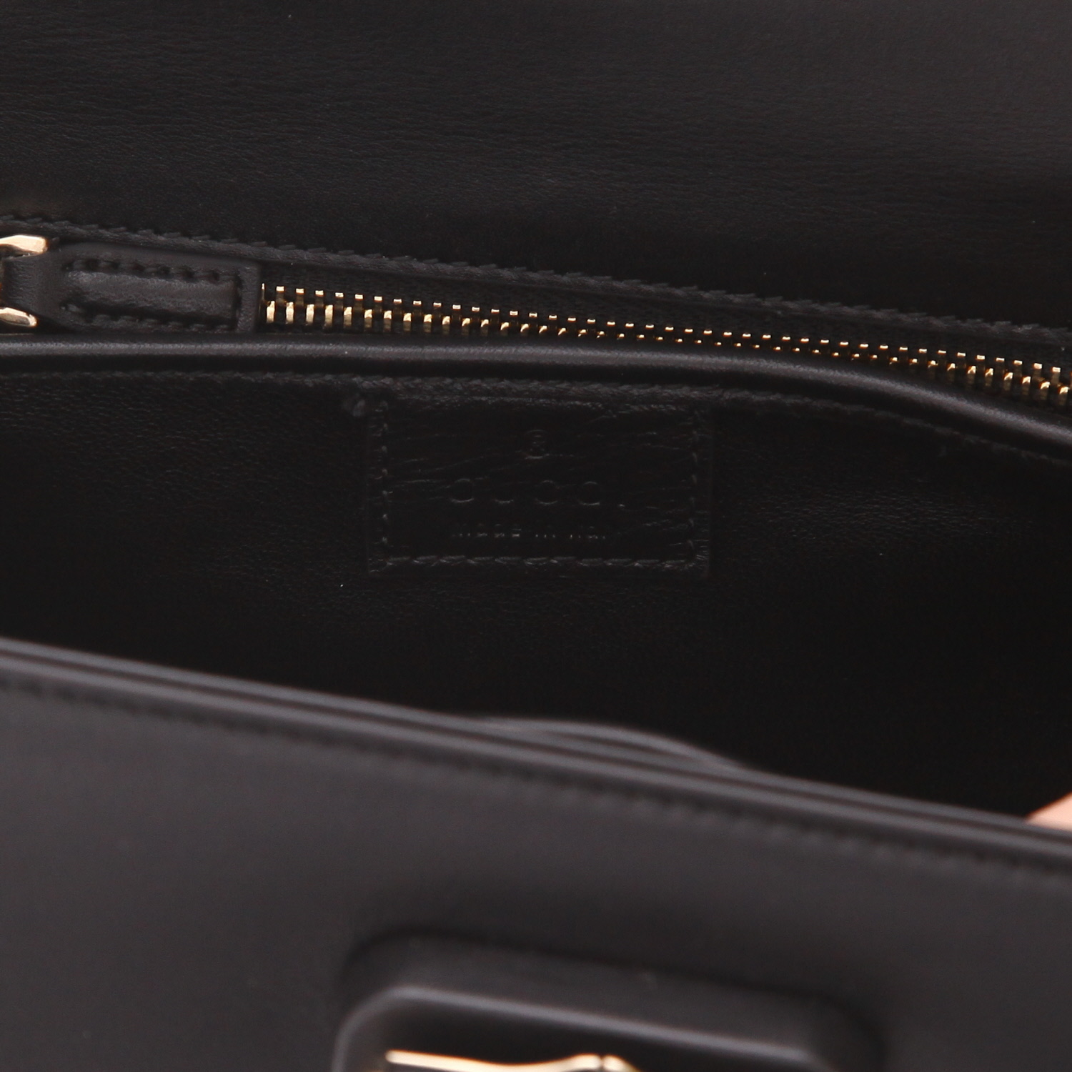 Bolso de mano Gucci Bambou de piel lisa negra y Bambou - Detail D2