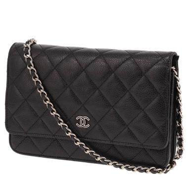Bolso bandolera Chanel «Wallet on Chain» de piel granulada acolchada Noir