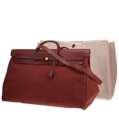 Hermès Herbag weekend bag in brown canvas and brown leather