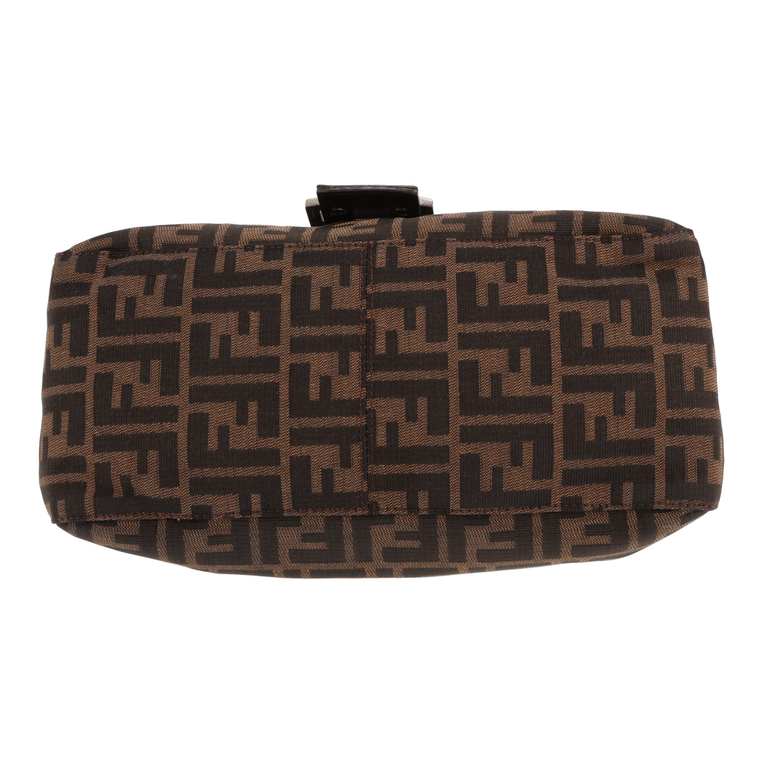 Sac à main Fendi  Mamma Baguette en toile siglée marron et cuir marron - Detail D1
