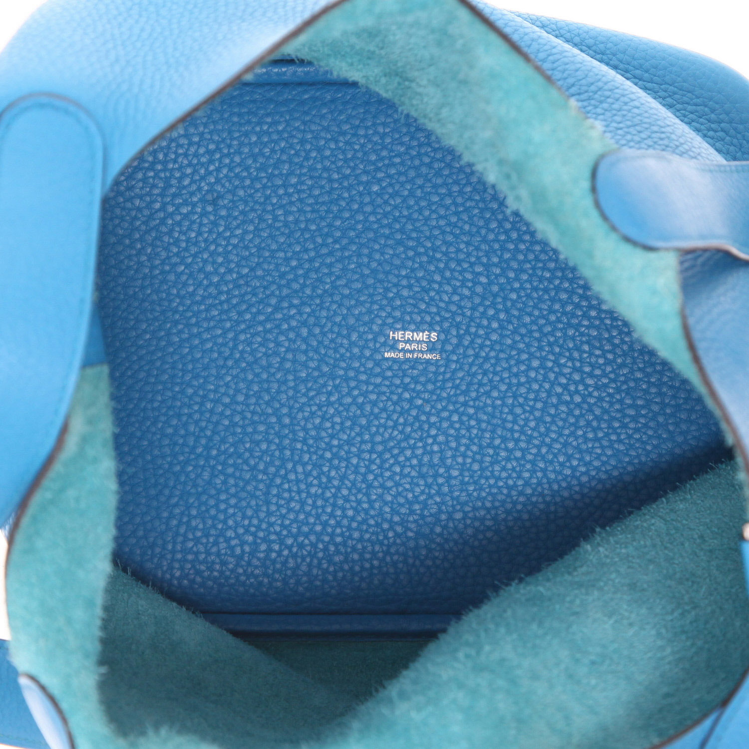 Borsa Hermès Picotin da 22 cm in pelle di vitello “Clémence” colore Bleu Zanzibar - Detail D3