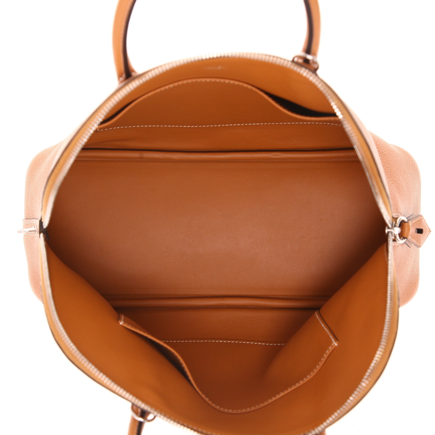 Hermès Bolide 30 cm handbag in Novillo gold calfskin - Detail D3