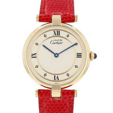Montre Cartier Must Vendôme grand modèle  en vermeil Ref: Cartier - 590003  Vers 1990