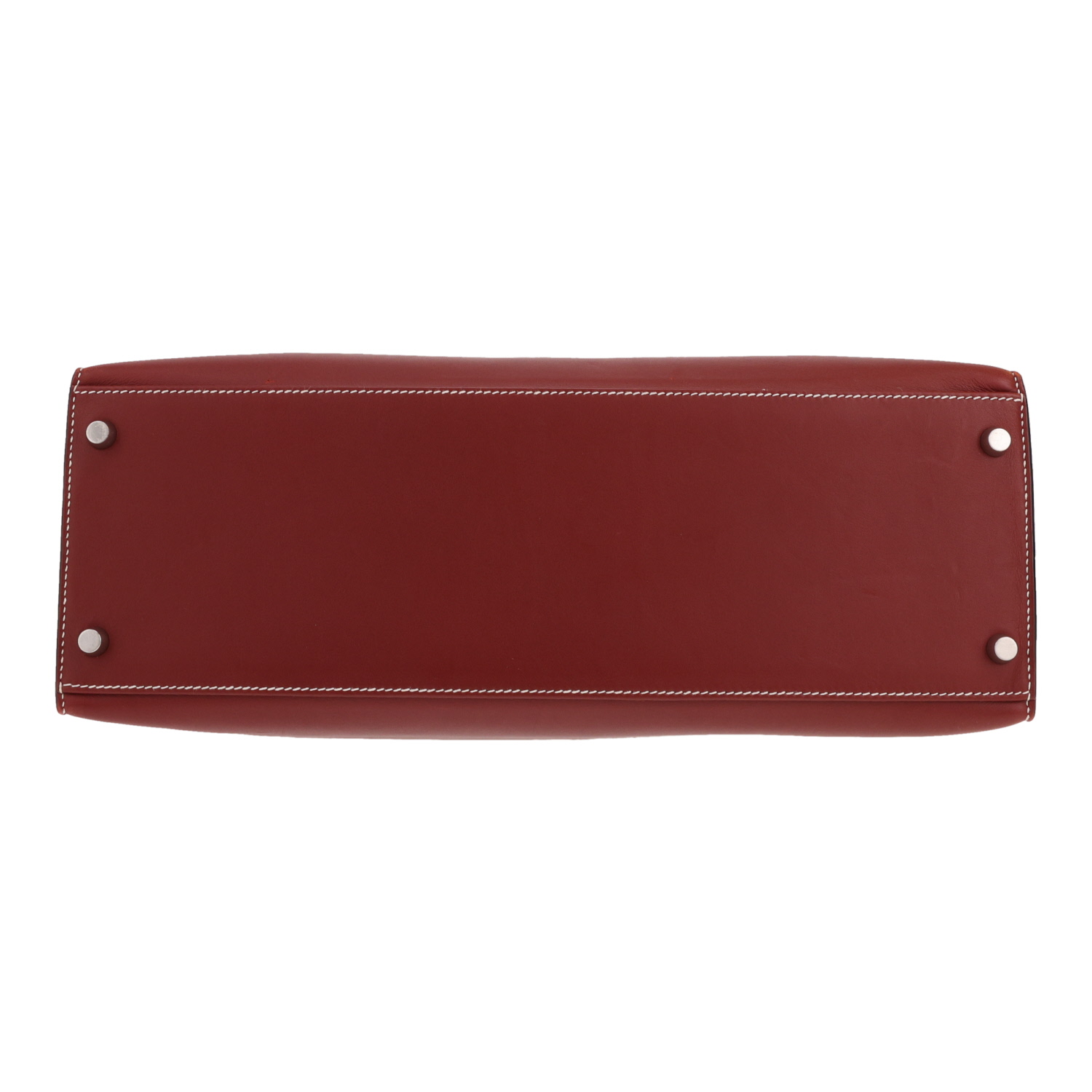 Hermès Kelly Flat handbag in red Swift leather Rouge H - Detail D1