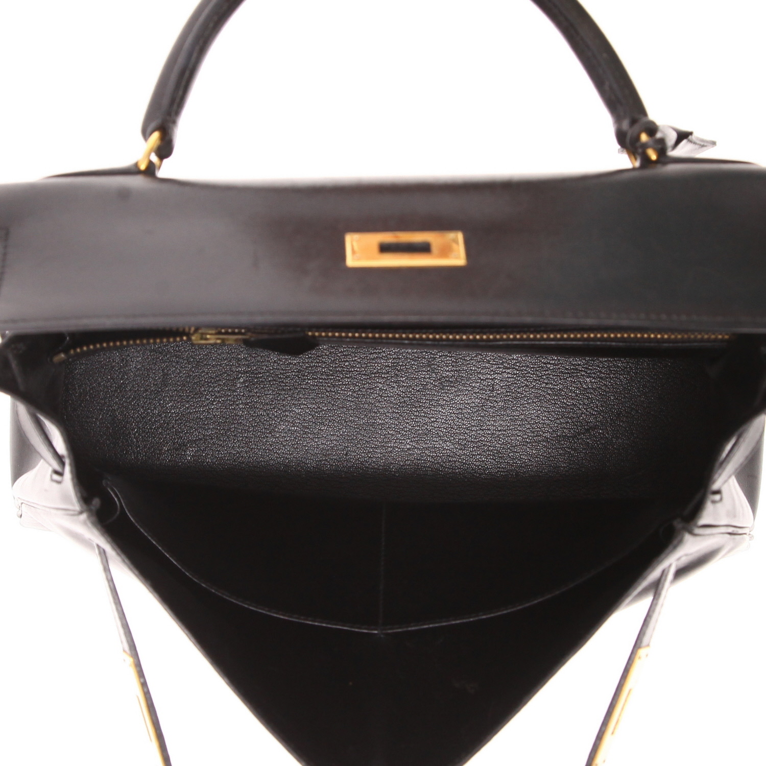 Borsa Hermès Kelly 32 cm in pelle nera "box" - Detail D3