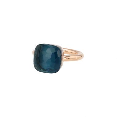 Bague Pomellato Nudo Maxi en or rose et topaze bleue Londres
