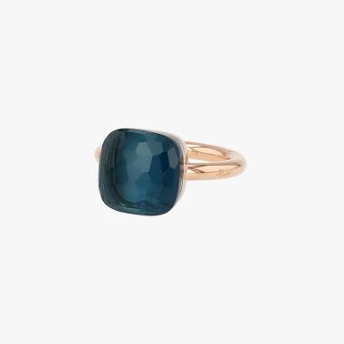 Bague Pomellato Nudo Maxi en or rose et topaze bleue Londres