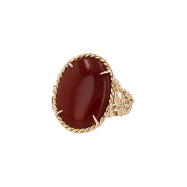 Vintage ring in yellow gold and carnelian