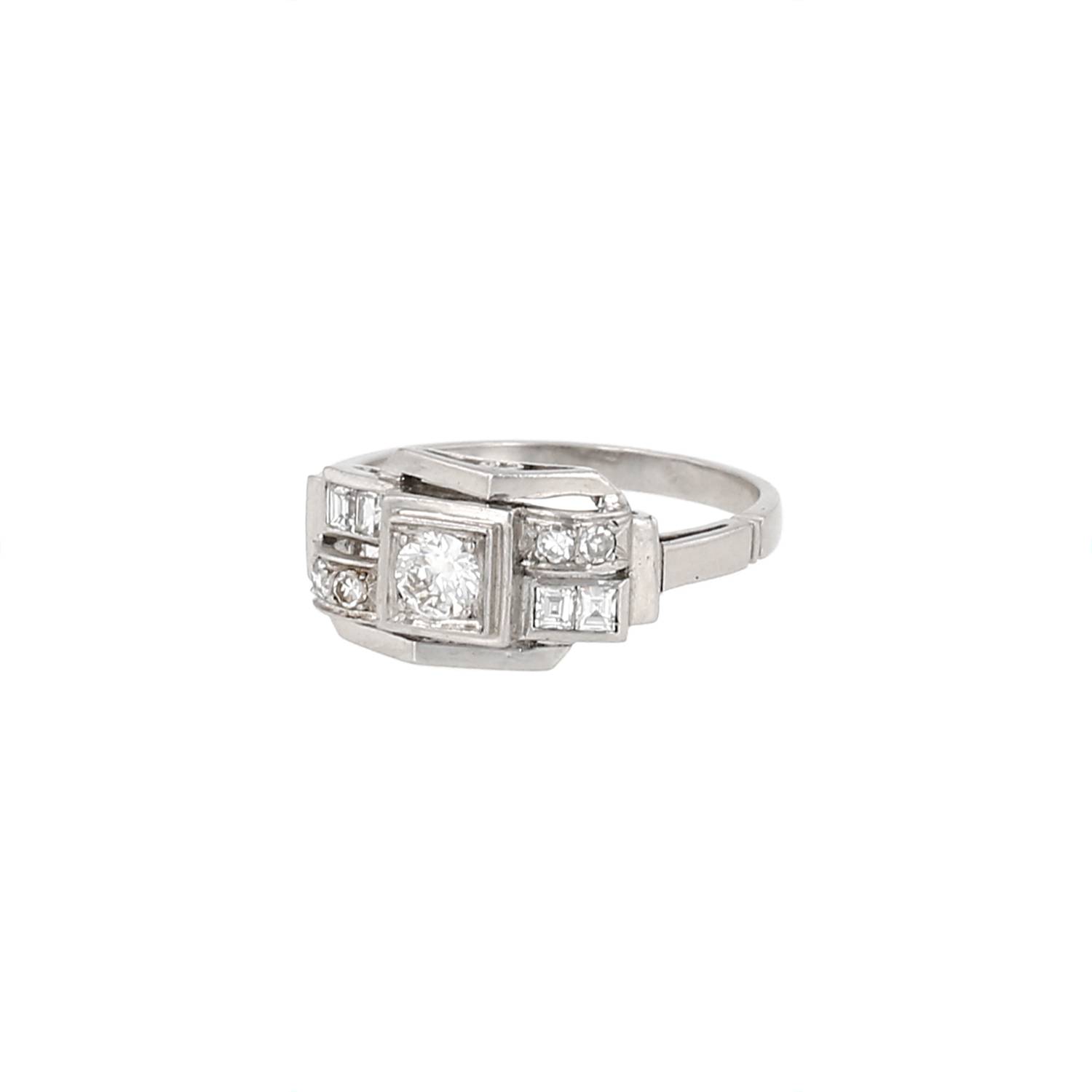 Bague Art Déco Platine Diamants Vintage Occasion