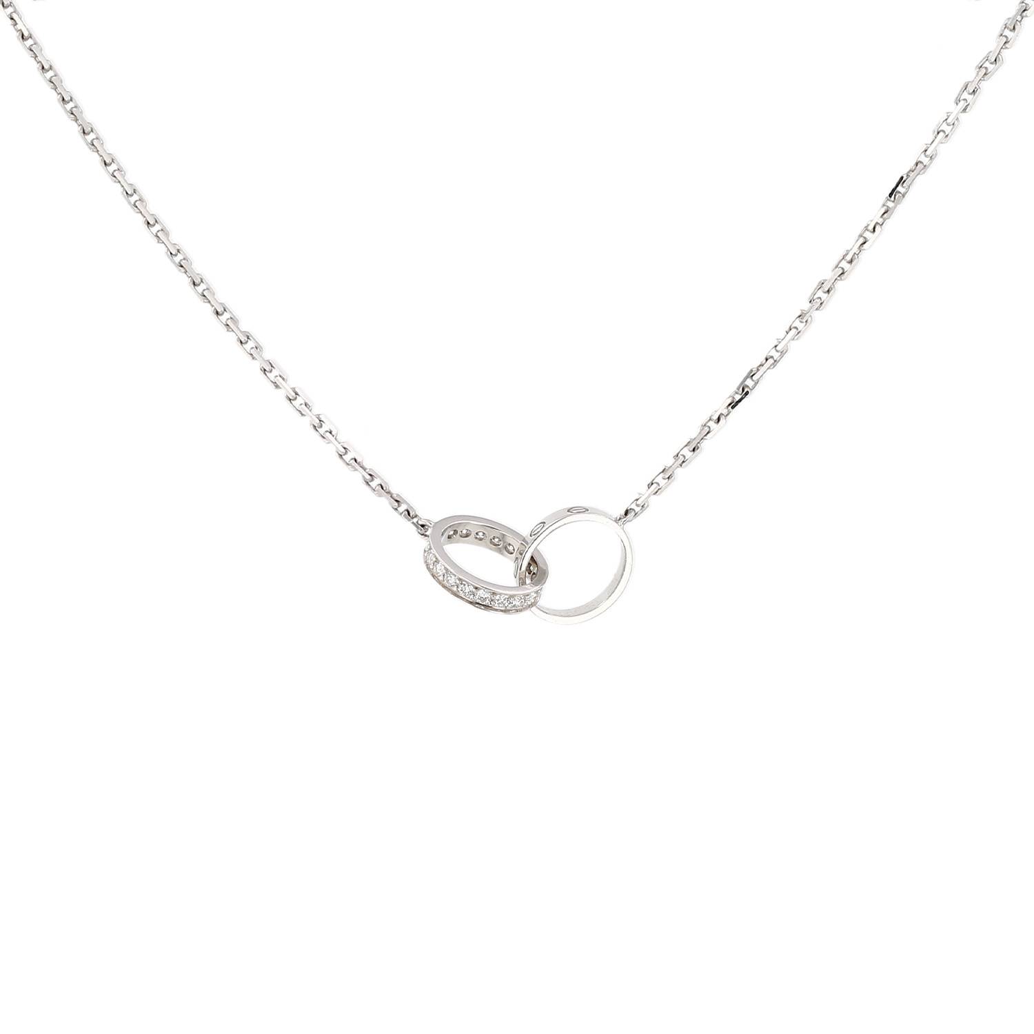 Collier Cartier Love semi-pavé en or blanc et diamants