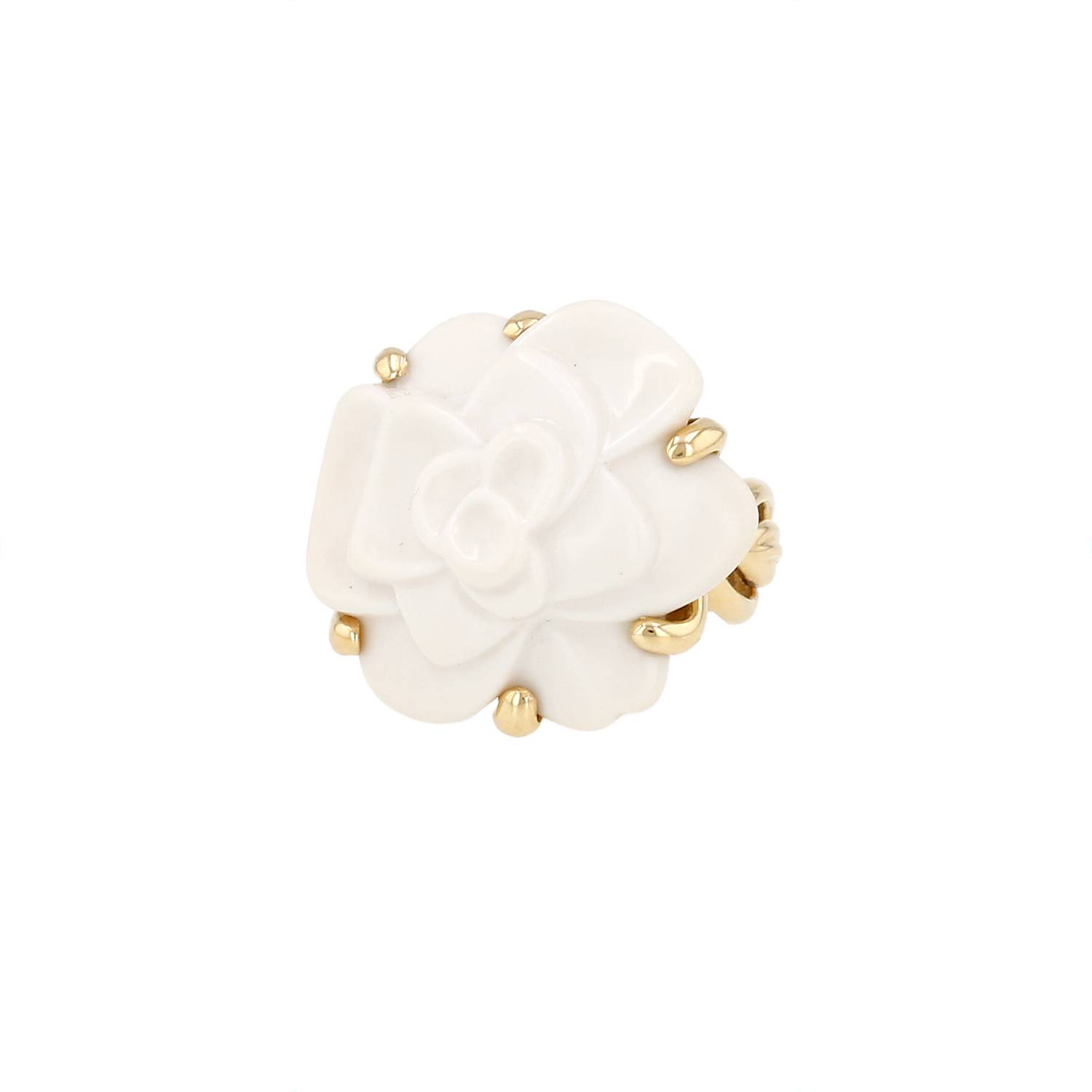 Bague Chanel Camélia or jaune agate occasion Bague Chanel Camélia or jaune agate occasion