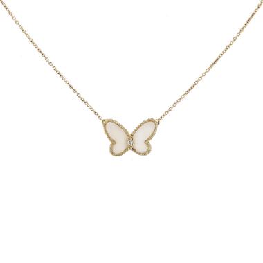 Van Cleef & Arpels necklace in yellow gold, agate and diamonds