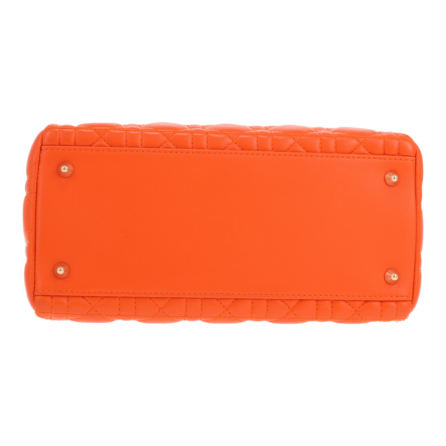 Bolso Dior Lady Dior de piel de mimbre naranja - Detail D1