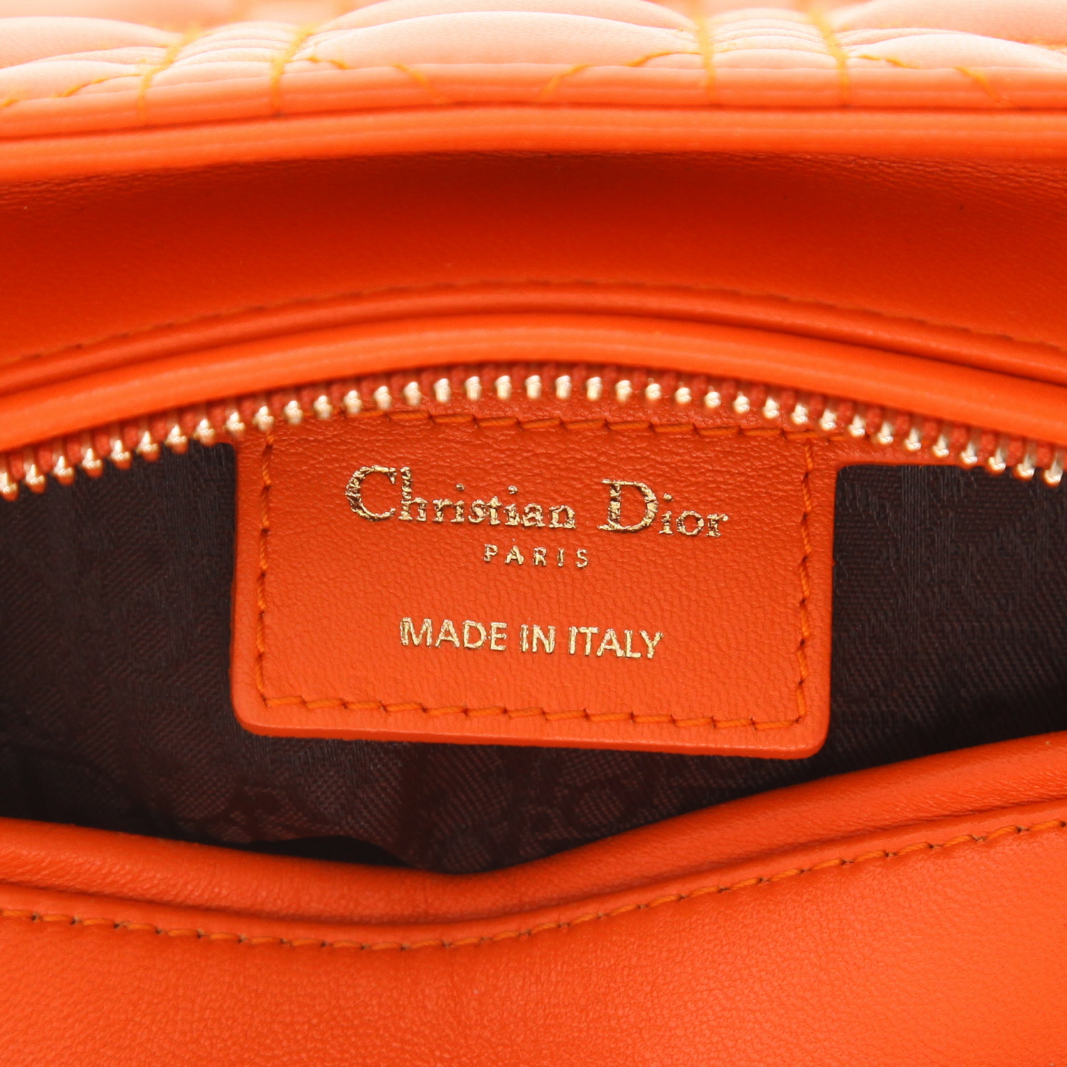 Borsa Dior Lady Dior in pelle cannage arancione - Detail D2