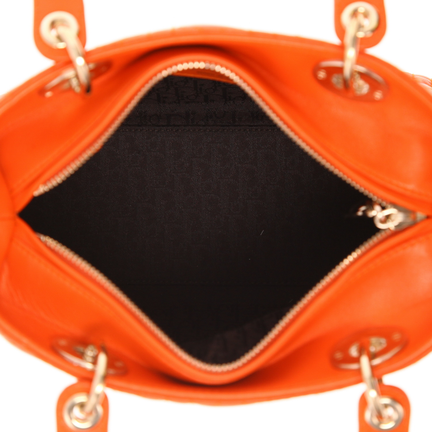 Borsa Dior Lady Dior in pelle cannage arancione - Detail D3