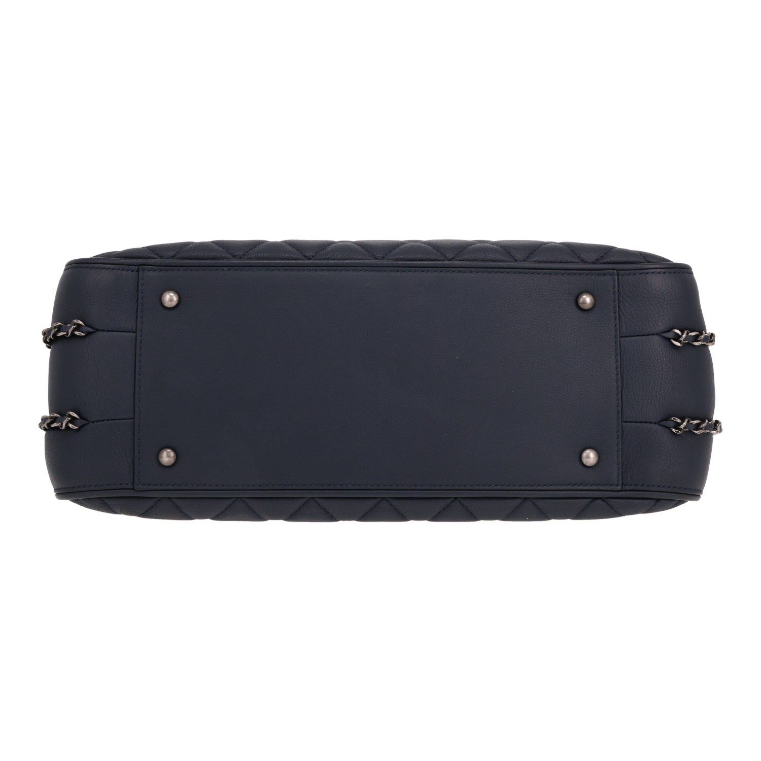 Borsa shopping Chanel GST in pelle martellata trapuntata blu navy - Detail D1