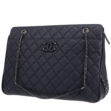 Sac cabas Chanel  Shopping GST en cuir grainé matelassé bleu-marine