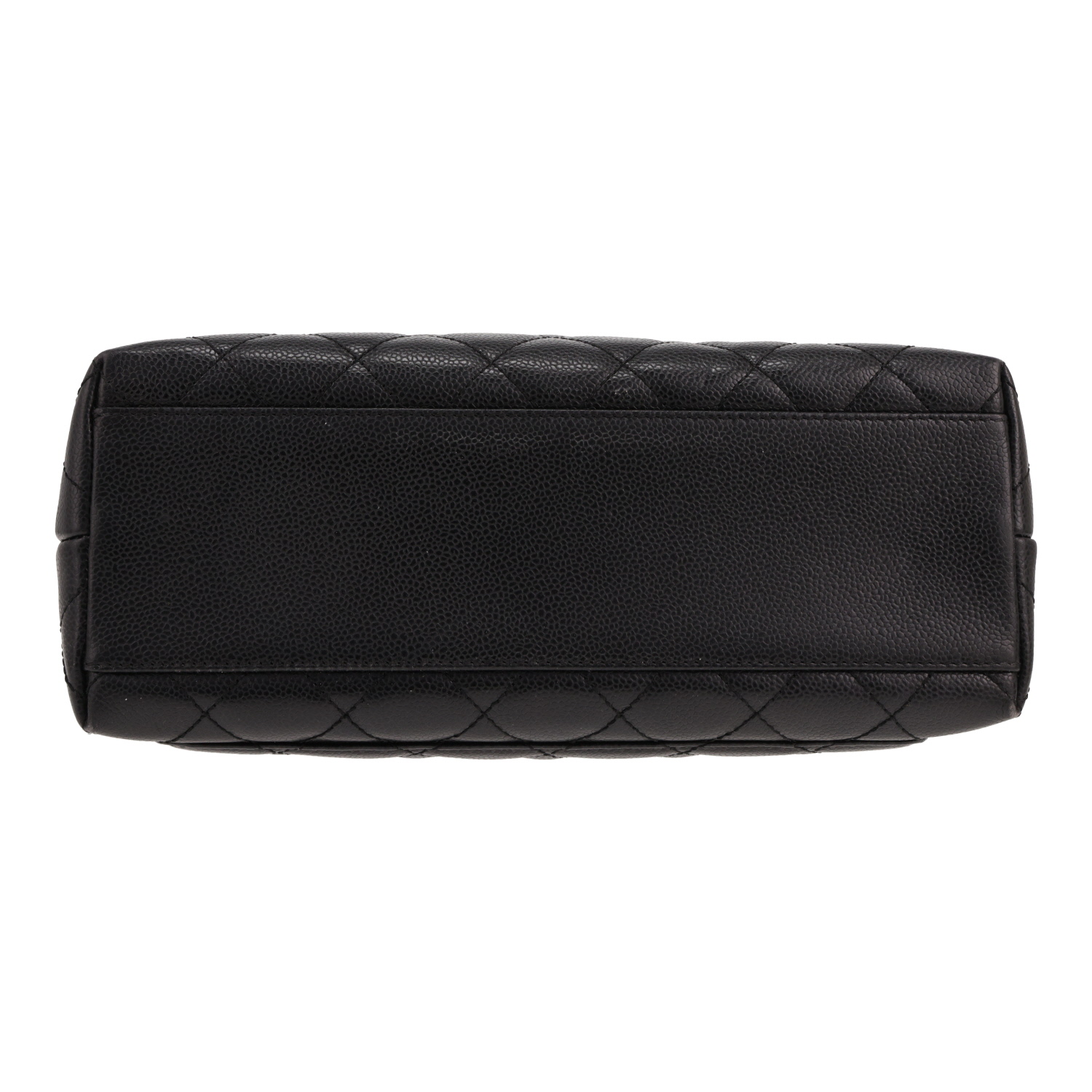 Bolso de mano Chanel de piel granulada acolchada en color negro - Detail D1