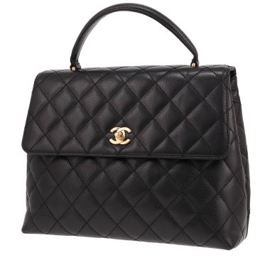 Bolso de mano Chanel de piel granulada acolchada en color negro