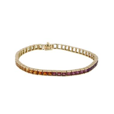 Bracelet Vintage  en or jaune et pierres de couleurs