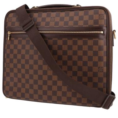 Cartella Louis Vuitton Sabana in tela Damier marrone e pelle ebano