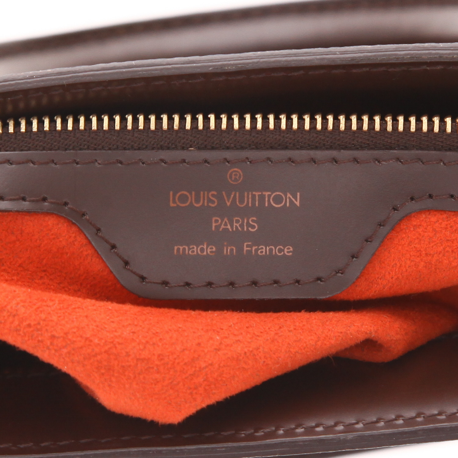 Louis Vuitton Venice handbag in Ebony Damier canvas and brown glossy leather - Detail D2