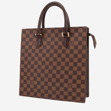 Sac à main Louis Vuitton  Venice en toile damier ébène et cuir glacé marron
