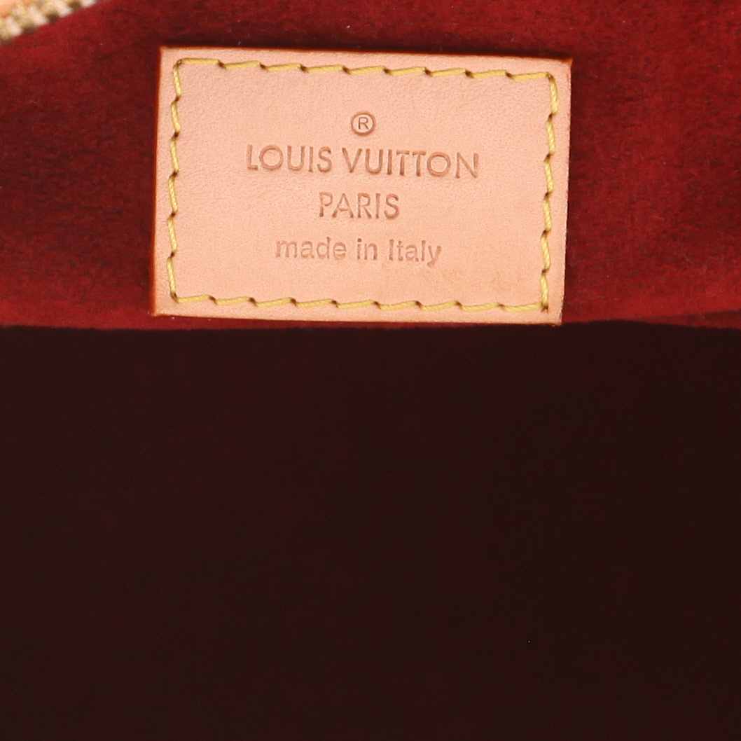 Borsa Louis Vuitton Claudia in tela Monogram multicolore e bianca e pelle naturale - Detail D2