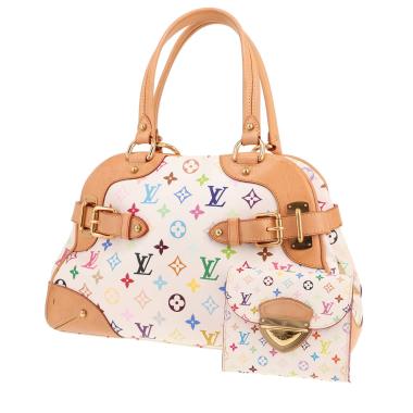 Bolso Louis Vuitton Claudia de lona monograma multicolor y blanca y piel natural