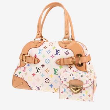 Sac à main Louis Vuitton  Claudia en toile monogram multicolore et blanche et cuir naturel