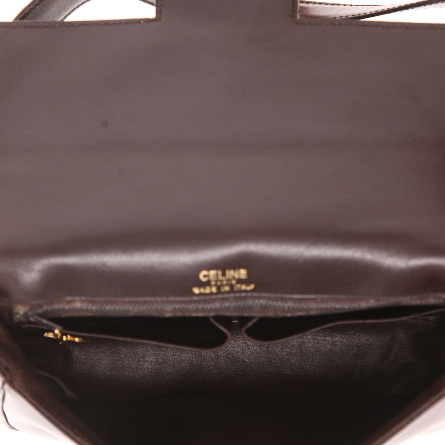 Sac à main Celine  Vintage en cuir marron - Detail D3