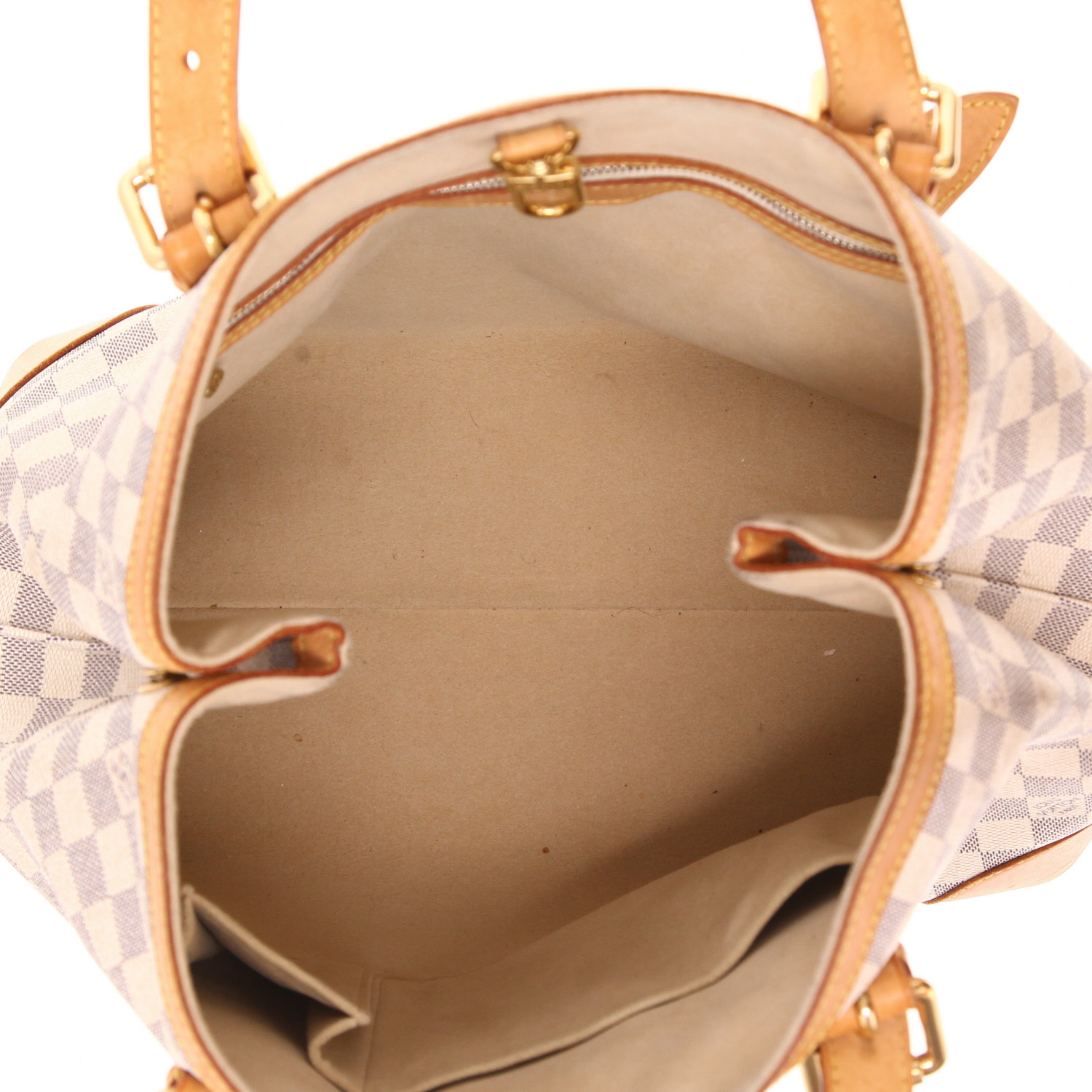 Bolso Louis Vuitton Hampstead de lona Damier azul y piel natural - Detail D3